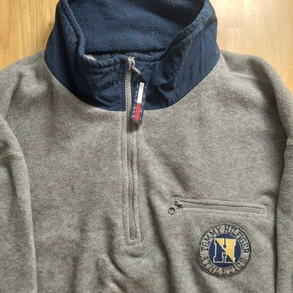 Vintage 90s Tommy Hilfiger Athletics Spell Out Pullover Fleece Jacket - Picture 4 of 8